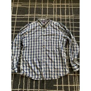 UNTUCKIT Shirt Mens XXL Blue Gray Buffalo Check Monastrell Casual No Wrinkle